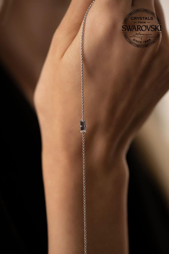 Swarovski Taşlı Çubuk Model Gümüş Crystal Bileklik - 5