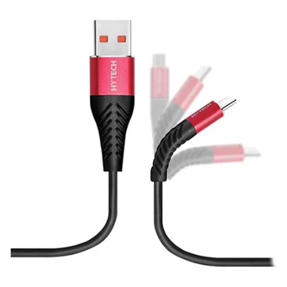 Hytech Hyx430 1.2M 3A Typec Data + Şarj Kablosu,Krmz Siyah