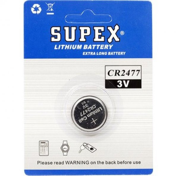 Supex Cr2477 3V Lityum Tekli Paket Pil