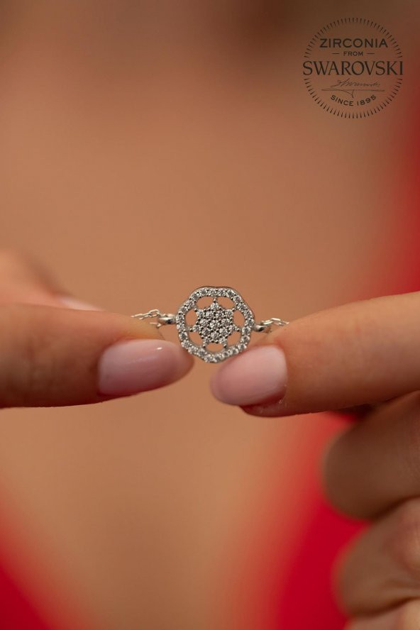 Swarovski Taşlı Kar Tanesi Model Gümüş Zirconia Bileklik - 3