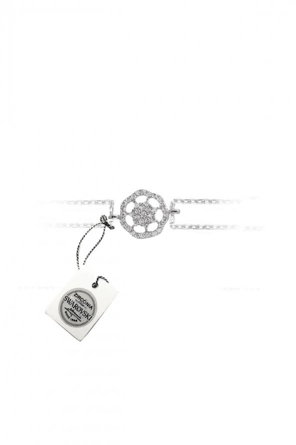 Swarovski Taşlı Kar Tanesi Model Gümüş Zirconia Bileklik - 4