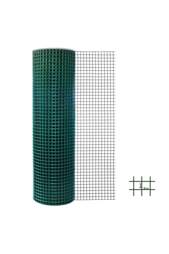 KUZEY- Pvc Kaplı Puntalı Yeşil Tel 12X12 Gözaralıklı 150cm Eninde-kafes Teli-kümes Teli-150x25metre