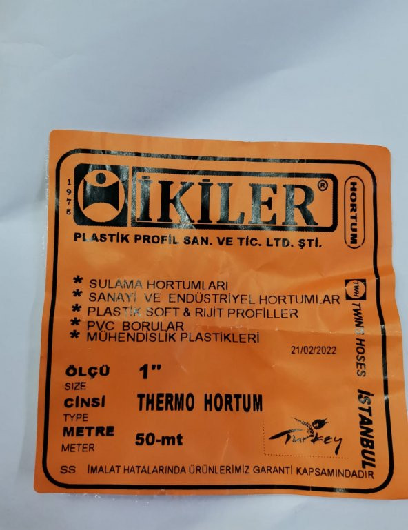 1 1/4 İKİLER- TEHERMO KAUÇUK İPLİKLİ HORTUM-40 LIK( 50METRE) - Resim 2