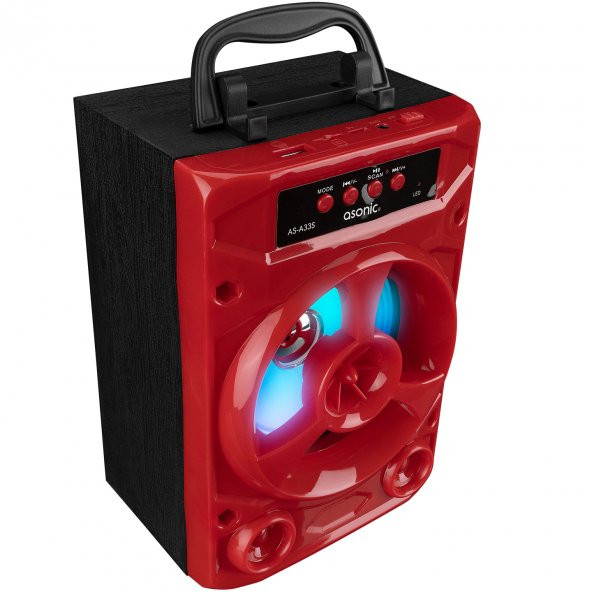Asonic AS-A33K Kırmızı 3W - DC 5V Bluetooth-Usb-Aux -TF Cardlı Speaker Hoparlör,Kırmızı