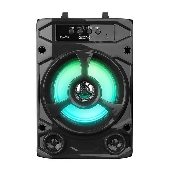 Asonic AS-A33S Siyah 3W - DC 5V Bluetooth-Usb-Aux -TF Cardlı Speaker Hoparlör,Siyah