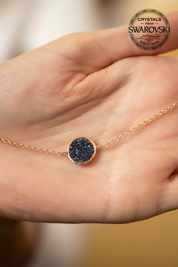 Swarovski Taşlı Yuvarlak Model Rose Kaplama Gümüş Crystal Bileklik - 4