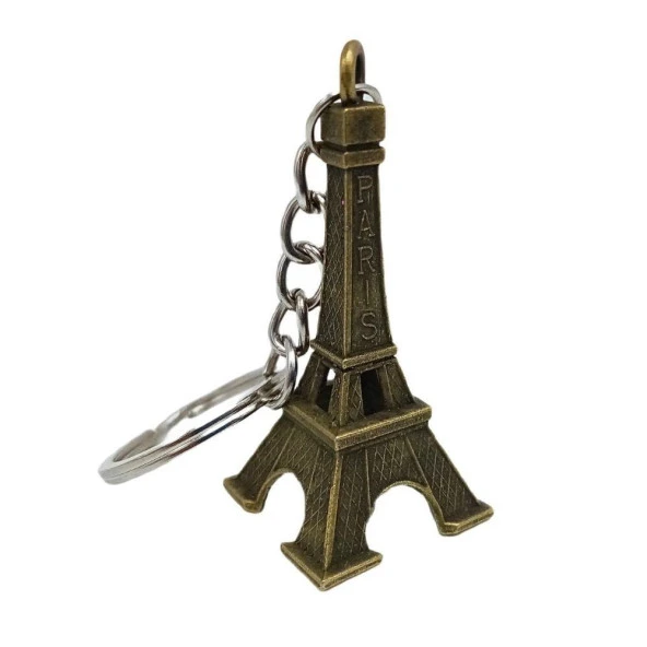 Paris Eyfel Kulesi 3D Metal Anahtarlık Gold