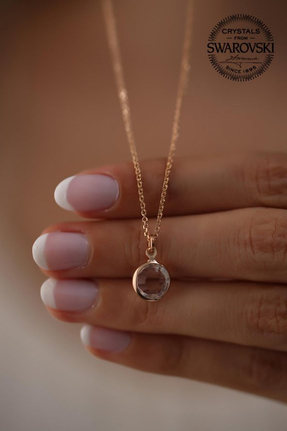 Swarovski Taşlı Tektaş Model Gümüş Crystal Kolye