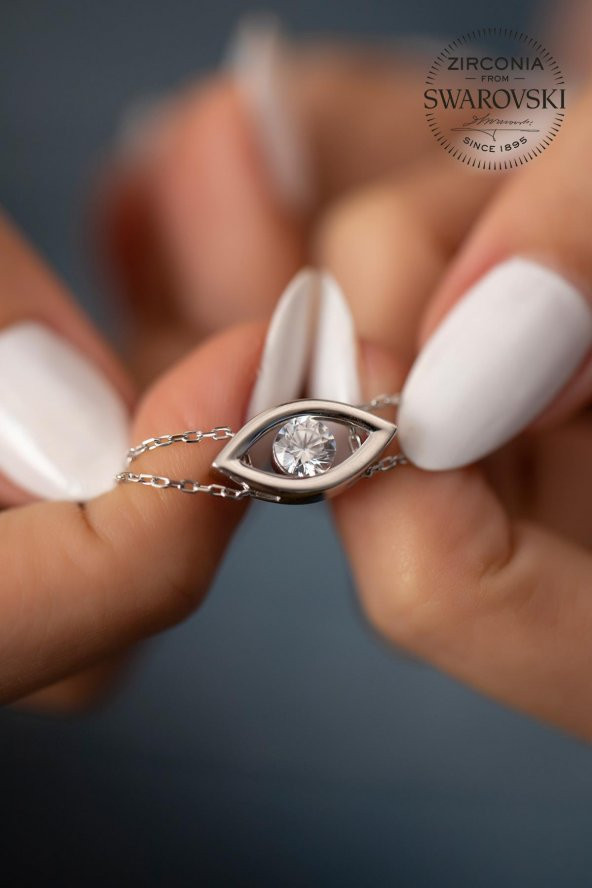 Swarovski Taşlı Göz Model Gümüş Zirconia Bileklik - 3