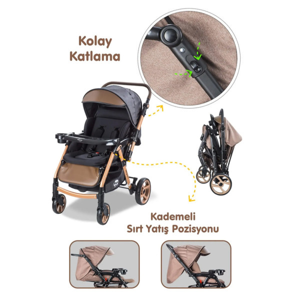 Baby Care BC500 Combo Maxi Pro Çift Yönlü Bebek Arabası Siyah - 3