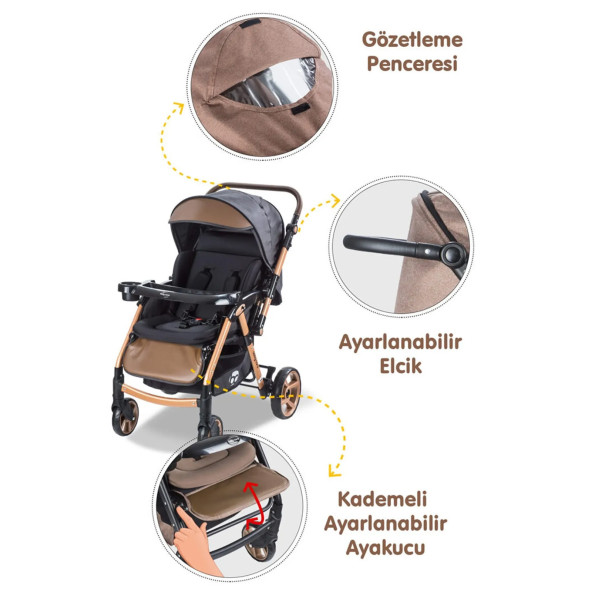 Baby Care BC500 Combo Maxi Pro Çift Yönlü Bebek Arabası Siyah - 5