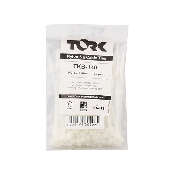 Tork Tkb140I 3.6142 Beyaz Kablo Bağı 100Lü Paket