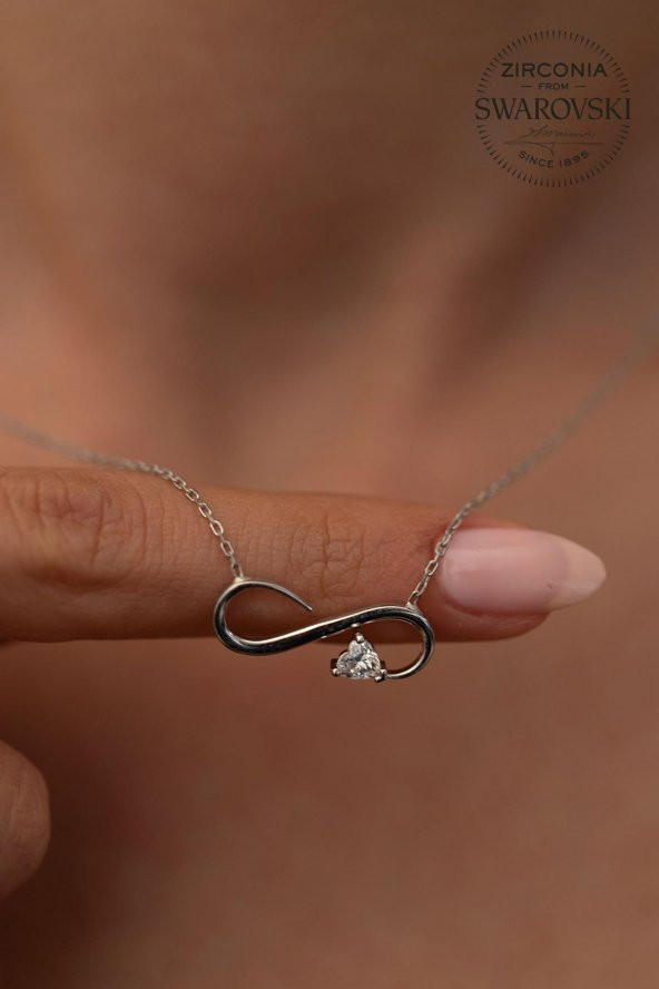 Swarovski Taşlı Sonsuzluk Model Gümüş Zirconia Kolye