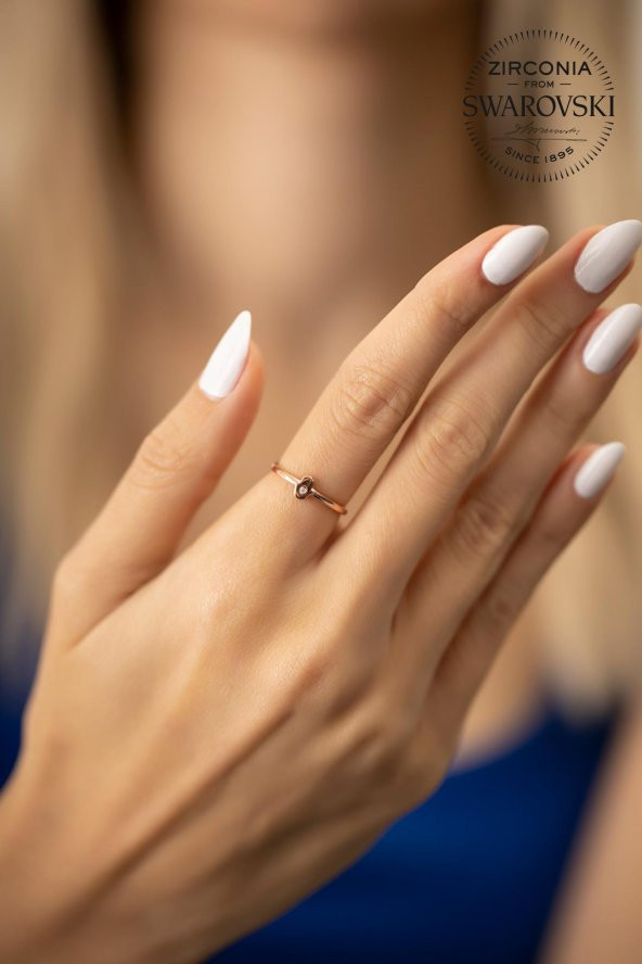 Swarovski Taşlı Fatma Ana Eli Model Rose Kaplama Gümüş Zirconia Yüzük - 2