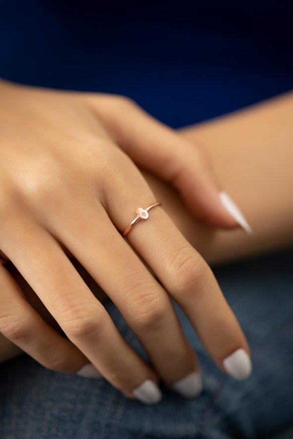 Swarovski Taşlı Fatma Ana Eli Model Rose Kaplama Gümüş Zirconia Yüzük - 3