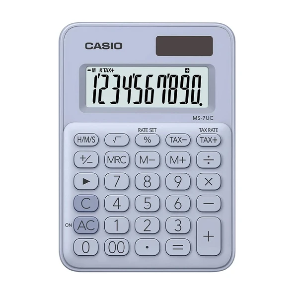 Casio MS-7UC-LB 10 Hane Açık Mavi Masa Üstü Hesap Makinesi