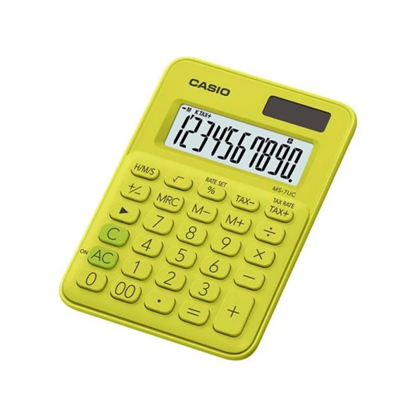 Casio MS-7UC-YG 10 Hane Limon Sarı Masa Üstü Hesap Makinesi ürün görseli