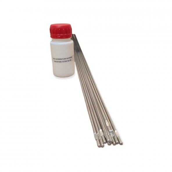 ALÜMİNYUM KAYNAK TELİ 3,2 mm (10 ADET) + ALÜMİNYUM KAYNAK DEKAPANI KÜÇÜK KUTU (50 gr)