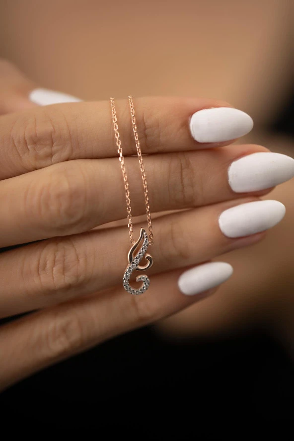Çift Damla Model Rose 925 Ayar Gümüş Kaplama İtalyan Kolye - 3