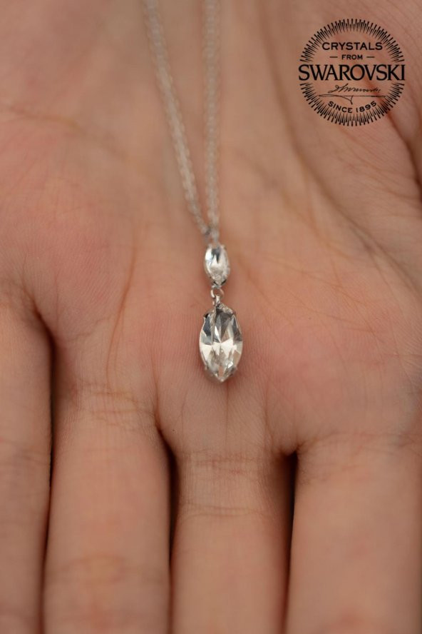 Swarovski Taşlı Mekik Model Gümüş Crystal Kolye - 3