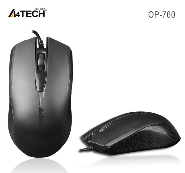 A4 Tech Op-760 Usb Siyah V-Track 1000 Dpı Mouse ürün görseli