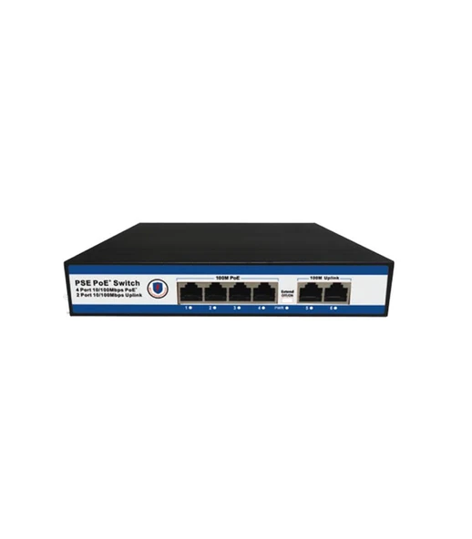 Nova NVC-PSE0420 4 Port Poe+ 10-100 Mbps 2 Port 10-100 Mbps Uplink Switch 65W - 1