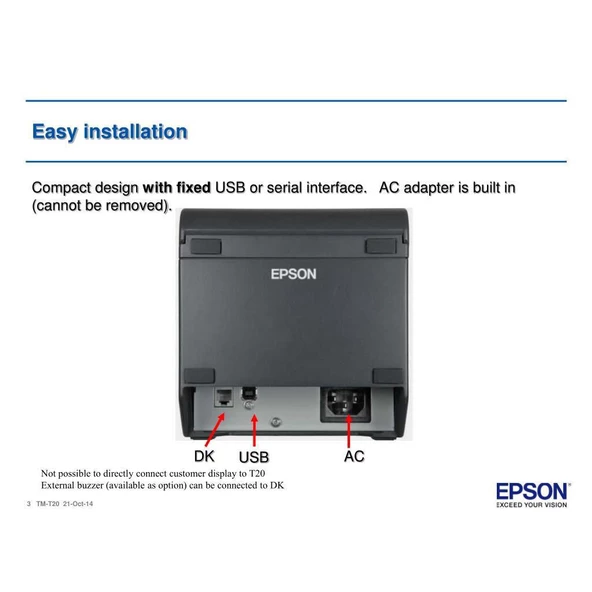 Epson TM-T20X-051 Termal Fiş Barkod Yazıcı (Seri-Usb) C31CH26051 - 2