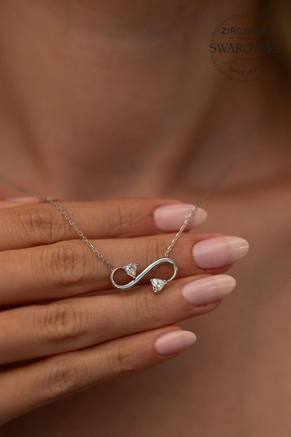 Swarovski Taşlı Sonsuzluk Model Gümüş Zirconia Kolye