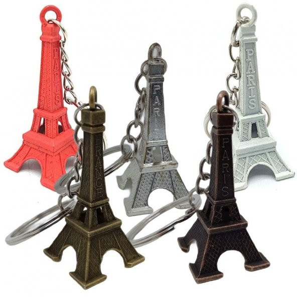 Paris Eyfel Kulesi Renkli 3D Metal Anahtarlık 5 Adet