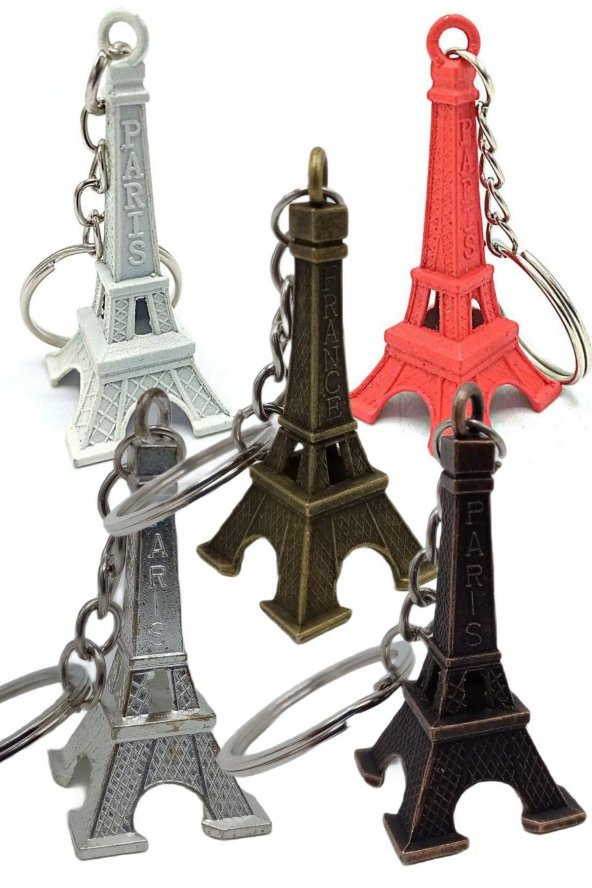 Paris Eyfel Kulesi Renkli 3D Metal Anahtarlık 5 Adet - 2
