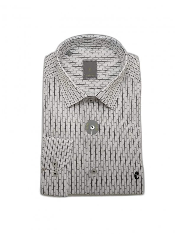 Erkek Gömlek Slim Uzun Kol C55-Y21023 GREY