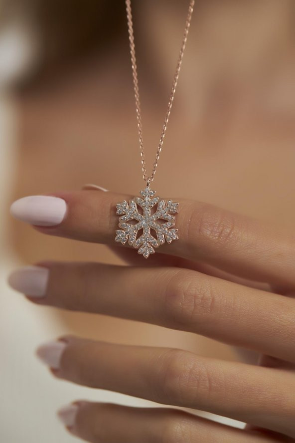 Ninova Trend Kar Tanesi Model Rose Kaplama Gümüş Kolye - 4