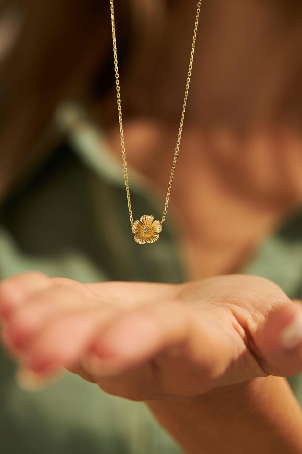0.02 Karat Yonca Model Gümüş Pırlanta Kolye - 7
