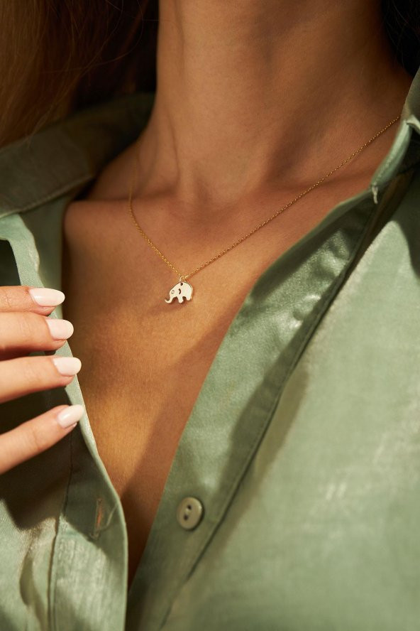 0.02 Karat Fil Model Gümüş Pırlanta Kolye - 4