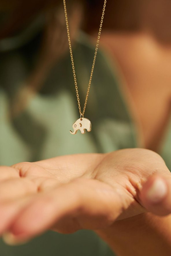0.02 Karat Fil Model Gümüş Pırlanta Kolye - 7