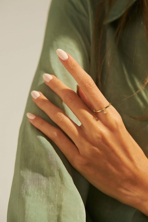 0.02 Karat Tektaş Sallantılı Model Gümüş Pırlanta Yüzük - 3