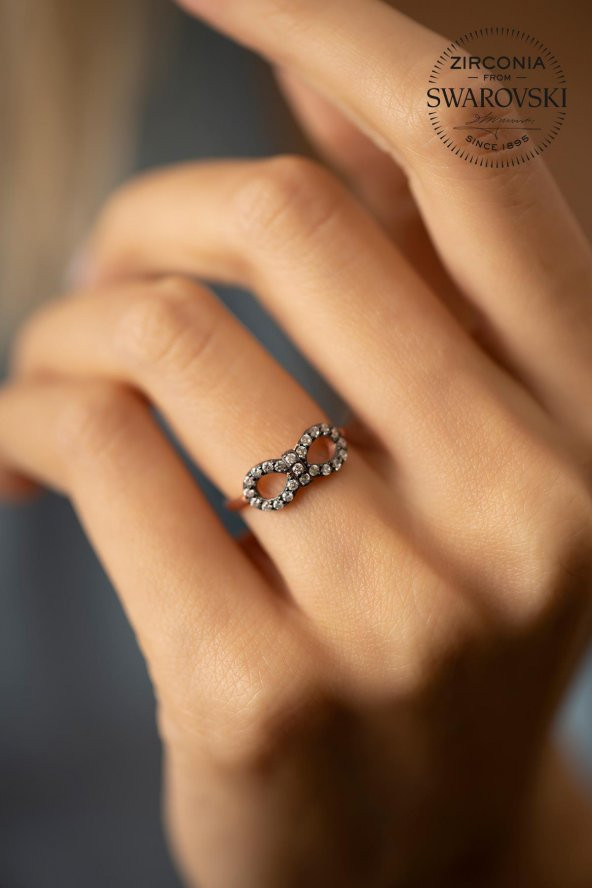 Swarovski Taşlı Sonsuzluk Model Rose Kaplama Gümüş Zirconia Yüzük - 2