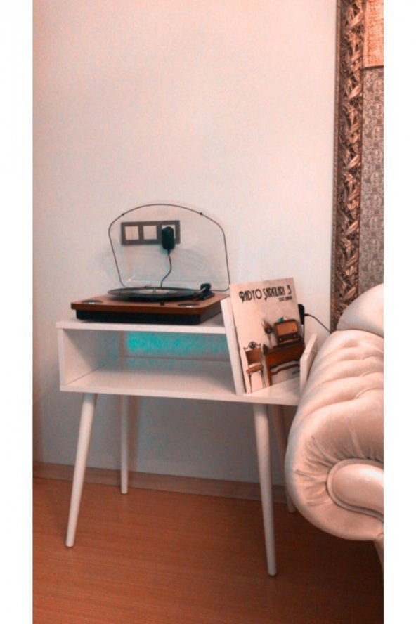 Zenon Dekor Plak Ve Pikap Sehpası (Beyaz)