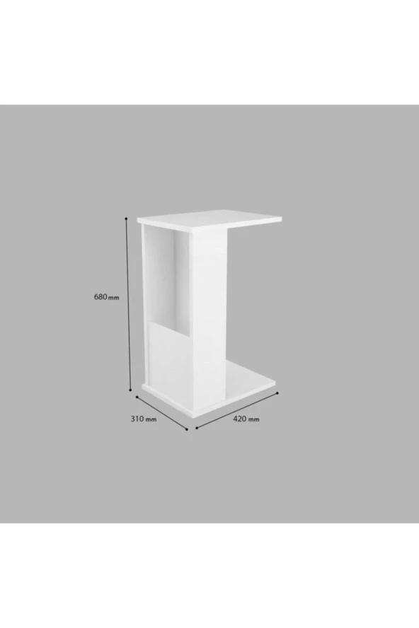 Modilayn Gazetelikli C Yan Sehpa Tekerlekli Beyaz - 2