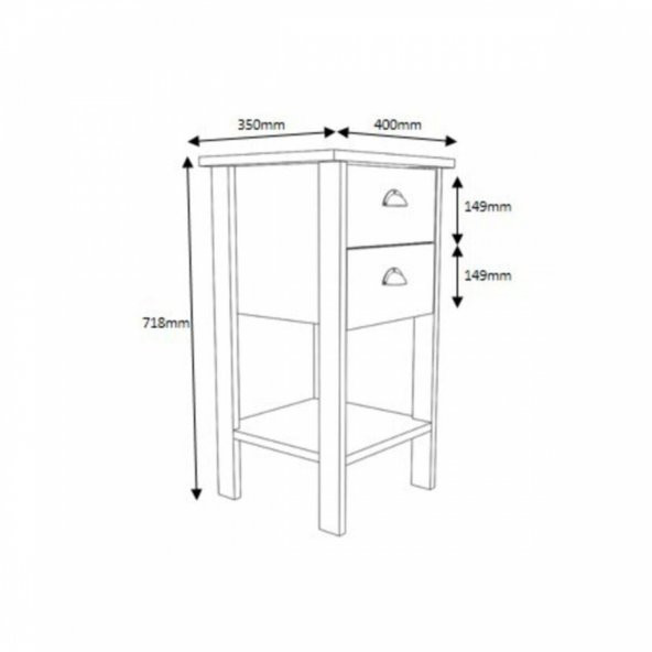 Ünüvar Konsept Retro Serisi, Çift Çekmeceli Beyaz Komodin - 5