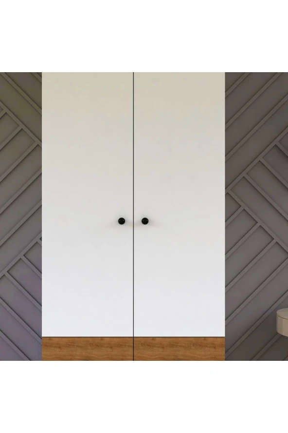 Tocco 1011 2 Kapaklı 2 Çekmeceli Askılıklı Raflı Gardırop - 2