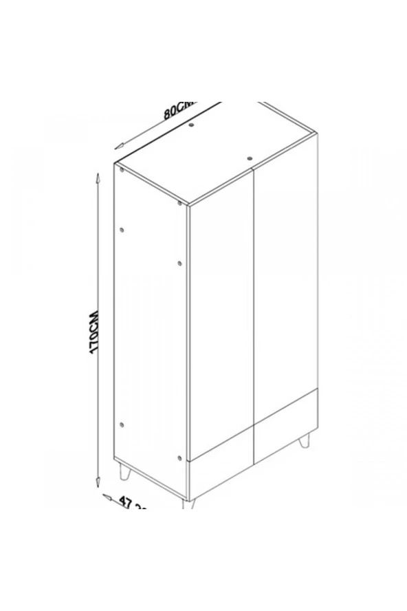 Tocco 1011 2 Kapaklı 2 Çekmeceli Askılıklı Raflı Gardırop - 4