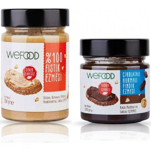 Wefood 100 Fıstık Ezmesi, Çikolatalı Hurmalı Fındık Ezmesi 2li Set