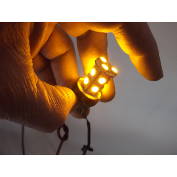 T20 DİPSİZ LED AMPUL TURUNCU (ÇİFT DUYLU 12V) İTHAL (2ADET FİYATI) T20 SİNYAL, STOP, DİPSİZ AMPUL