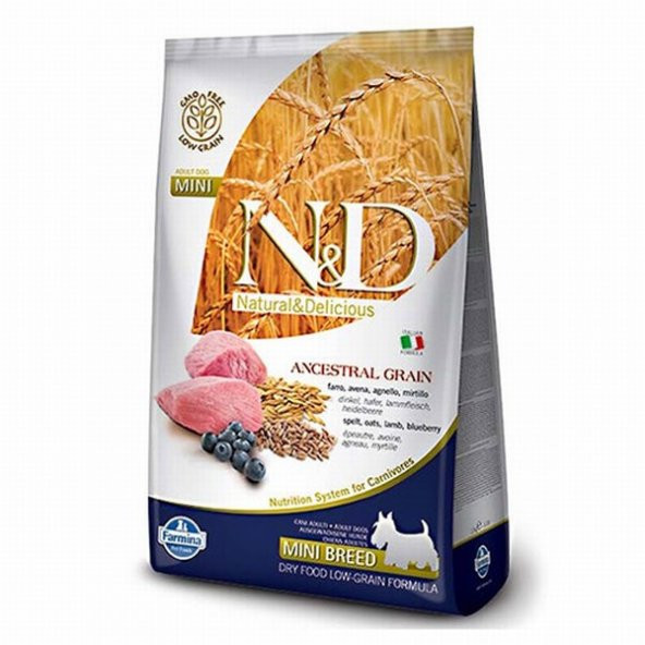 N&D Düşük Tahıllı Kuzulu Yaban Mersinli Küçük Irk Yetişkin Köpek Maması 7 Kg