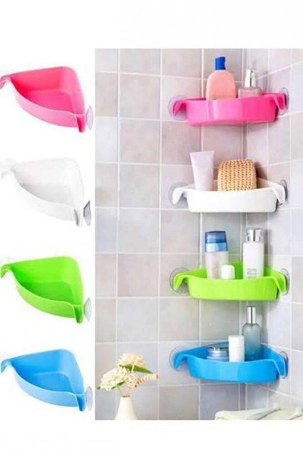 Banyo Mutfak Için Vantuzlu Köşe Rafı - 2