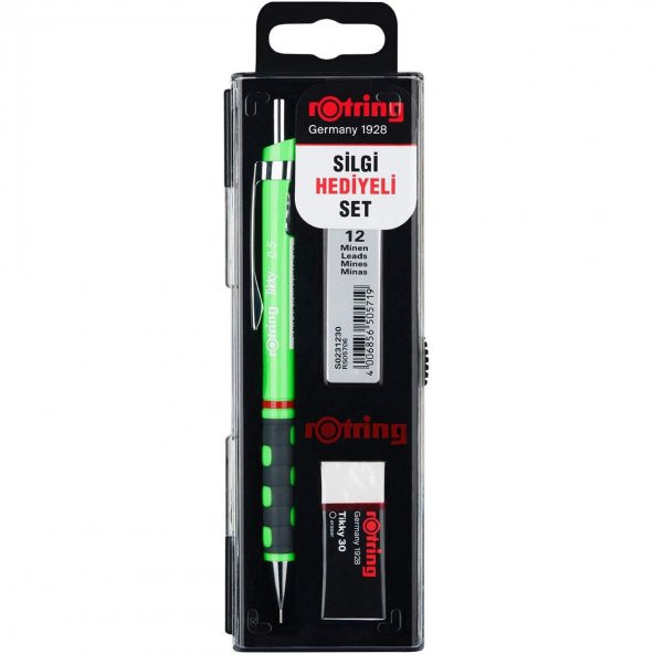 Rotring Tikky 0.5 Min Okul Seti Rotring Silgi Hediyeli Kalem Seti Rotring Sınav Seti Neon Yeşil