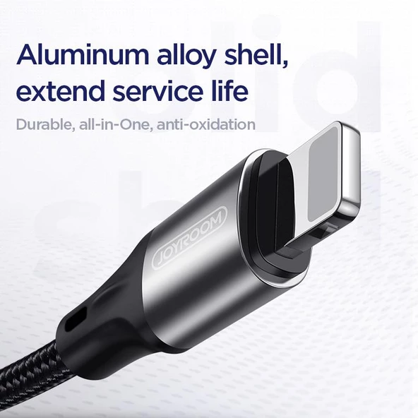 Joyroom S-1030N1 USB to Lighting Metal Kopmaz Hızlı Şarj Kablosu 3A - 12