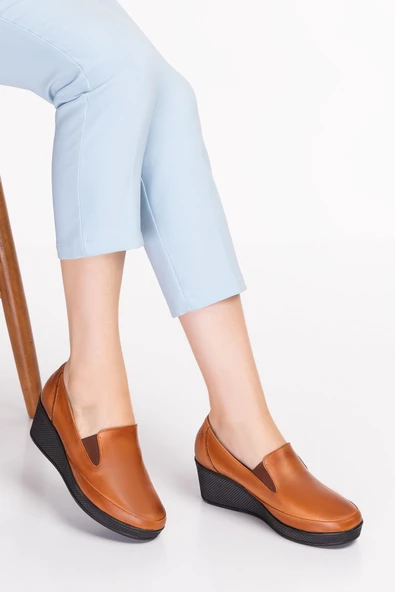 Artı-Artı014-14001 Hakiki Deri Ortopedik Kadın Platform Topuk Ayakkabı - Resim 9