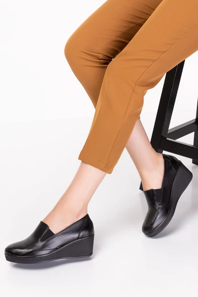 Artı-Artı014-14001 Hakiki Deri Ortopedik Kadın Platform Topuk Ayakkabı - Resim 4